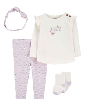 Conjunto curto bebê 3 peças babados floral com faixa multicor | Carter's