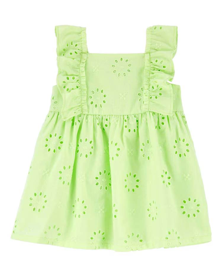 Vestido bebê babados em laise verde | Carter's