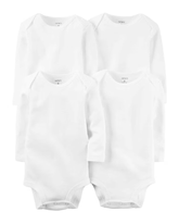 Kit Body Bebê Carter's 4 Peças Manga Longa Lisos Branco Tam PREM a 24 Meses