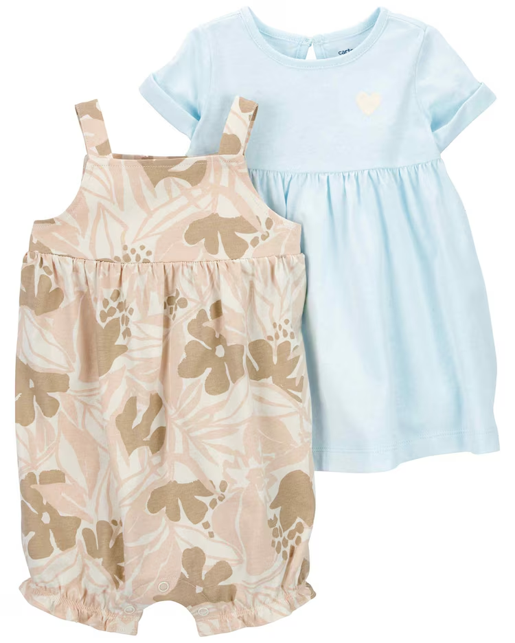 Kit macaquinho bebê floral + vestido coração multicor | Carter's