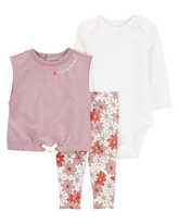 Conjunto longo bebê 3 peças floral multicor | Carter's